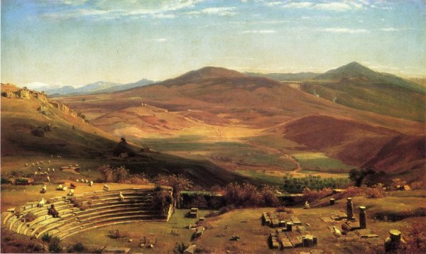 The Amphitheatre of Tusculum and Albano Mountains, Rome by Thomas Worthington Whittredge - Hand-Painted Oil Painting Reproduction