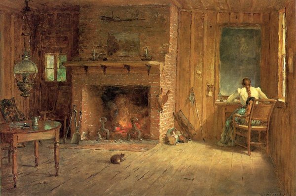 Main Product Photo of The Club House Sitting Room at Balsam Lake, Catskills Painting by Thomas Worthington Whittredge
