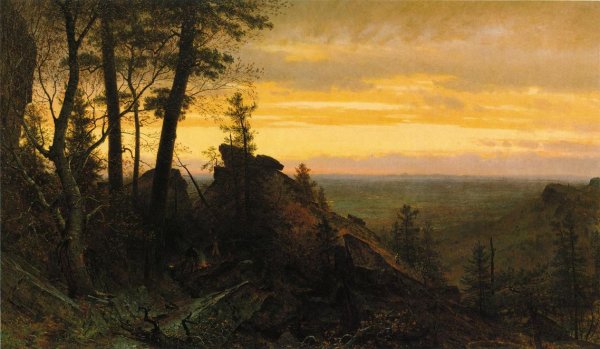 Twilight in the Shawangunk Mountains by Thomas Worthington Whittredge - Hand-Painted Oil Painting Reproduction