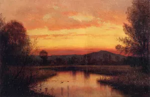 Twilight on the Marsh by Thomas Worthington Whittredge - Oil Painting Reproduction