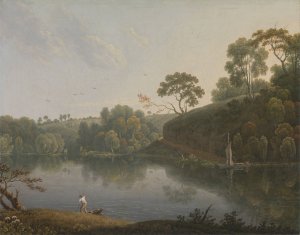Landscape with a Lake and Boats by Thomas Wright Oil Painting