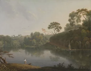 Landscape with a Lake and Boats by Thomas Wright Oil Painting