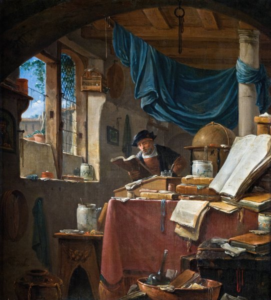 Main Product Photo of A Scholar in his Study Painting by Thomas Wyck