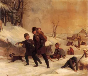 Playing in the Snow by Thompkins H. Matteson - Oil Painting Reproduction