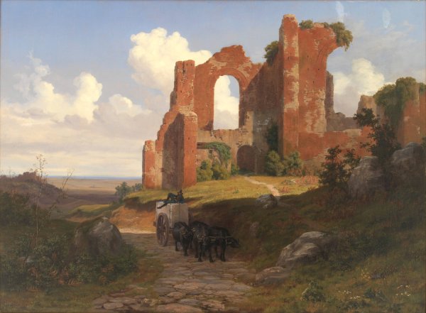 View of the Terme di Caracalla in Rome  by Thorald Laessoe - Hand-Painted Oil Painting Reproduction