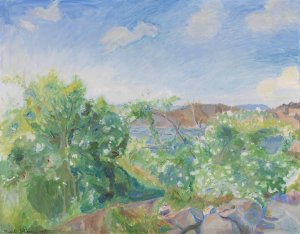 Flowering Dog Roses by Thorvald Erichsen Oil Painting