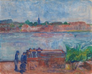 From Porsgrunn by Thorvald Erichsen Oil Painting