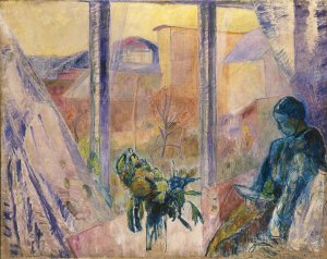 Gudrun and Agnes at the Window by Thorvald Erichsen Oil Painting