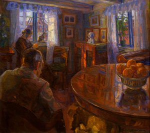 Interior by Thorvald Erichsen Oil Painting