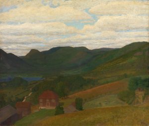 Landscape with an old Farm by Thorvald Erichsen Oil Painting