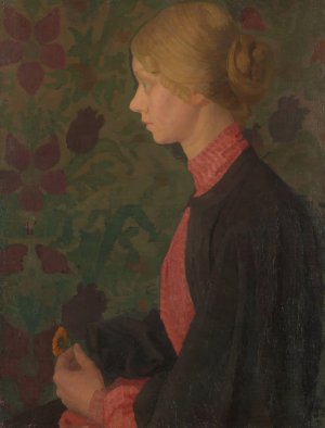 Portrait of the Artist Ragnhild by Thorvald Erichsen Oil Painting