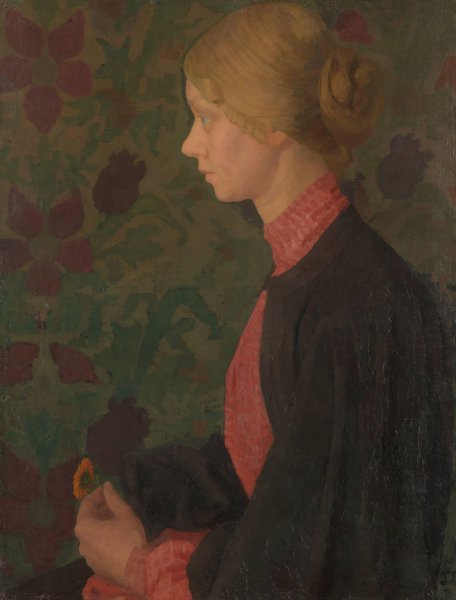 Portrait of the Artist Ragnhild  by Thorvald Erichsen - Hand-Painted Oil Painting Reproduction