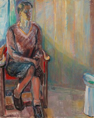 Seated Woman in an Interior by Thorvald Erichsen Oil Painting
