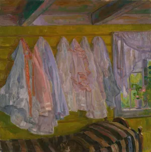 Summer Dresses, interior from Seljord by Thorvald Erichsen Oil Painting