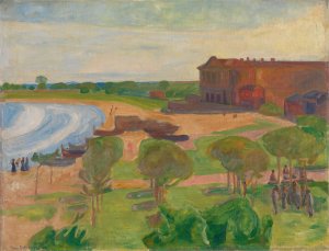 The Beach at Terracina by Thorvald Erichsen Oil Painting