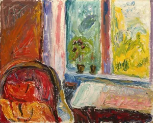 The red Chair by Thorvald Erichsen Oil Painting