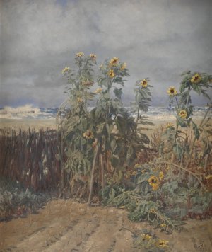 Sunflowers on a Beach by Thorvald Niss Oil Painting