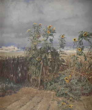 Sunflowers on a Beach by Thorvald Niss Oil Painting