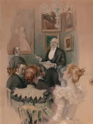 Gentleman Giving A Speech by Thure De Thulstrup Oil Painting