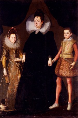 Portrait Of A Mother And Her Two Children by Tiberio Titi Oil Painting