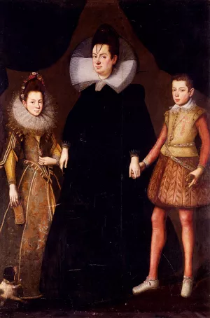 Portrait Of A Mother And Her Two Children by Tiberio Titi - Oil Painting Reproduction