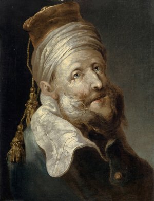 Oriental with Turban and Fez with Two Tassels by Tiberius Dominikus Wocher Oil Painting
