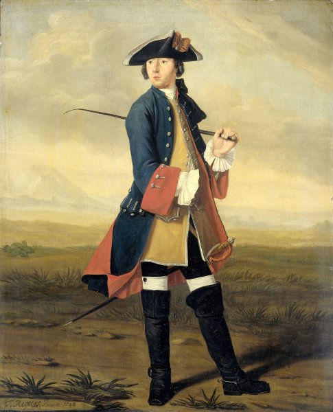 Portrait of Ludolf Backhuysen II, Painter, in the Uniform of the Dragoons  by Tibout Regters - Hand-Painted Oil Painting Reproduction