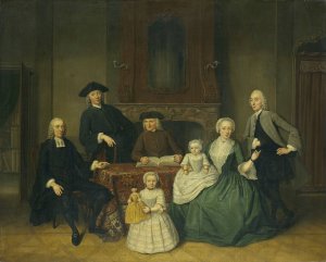 Portrait of the Brak Family, Amsterdam Mennonites by Tibout Regters Oil Painting