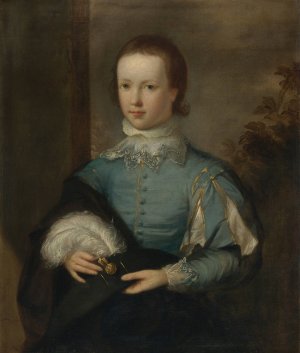 Portrait Of A Boy In Blue by Tilly Kettle Oil Painting