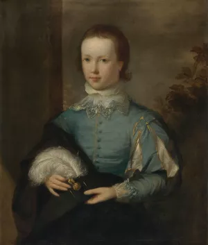 Portrait Of A Boy In Blue by Tilly Kettle Oil Painting