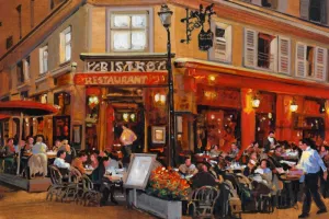 Bistro I Oil Painting by Tim O'Toole - Contemporary