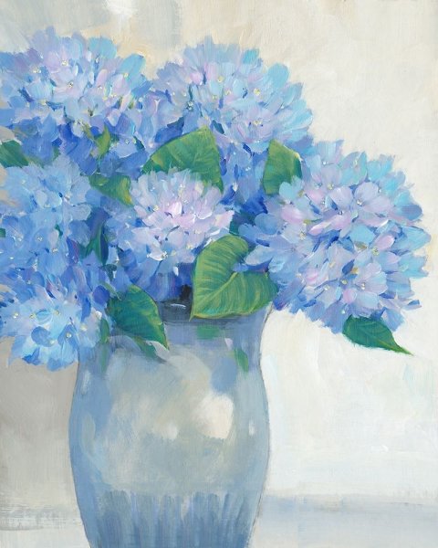 Main Product Photo of Blue Hydrangeas in Vase I Painting by Tim O'Toole