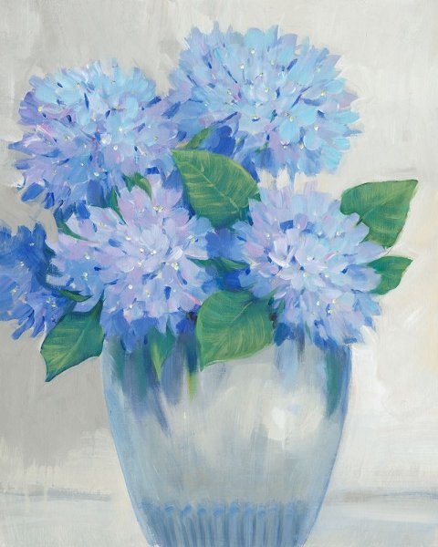 Blue Hydrangeas in Vase II by Tim O'Toole - Hand-Painted Oil Painting Reproduction