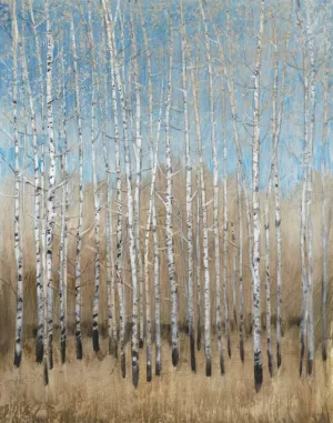 Dusty Blue Birches I Oil Painting by Tim O'Toole - Contemporary