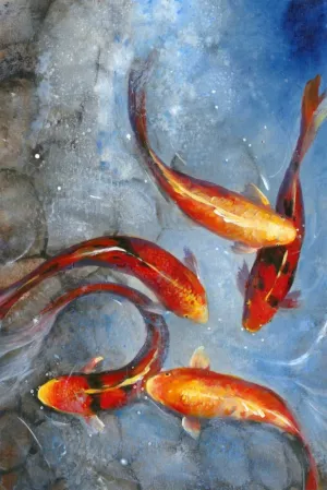 Graceful Koi I by Tim O'Toole Oil Painting