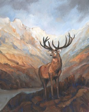 Great Stag in Mountains I by Tim O'Toole Oil Painting