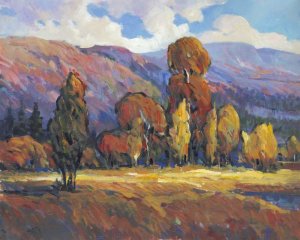 Leaves of Fire I Oil Painting by Tim O'Toole - Contemporary