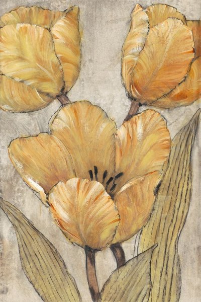 Ochre & Grey Tulips II by Tim O'Toole - Hand-Painted Oil Painting Reproduction