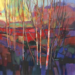 Patchwork Trees I Oil Painting by Tim O'Toole - Contemporary