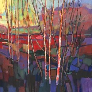 Patchwork Trees I Oil Painting by Tim O'Toole - Contemporary