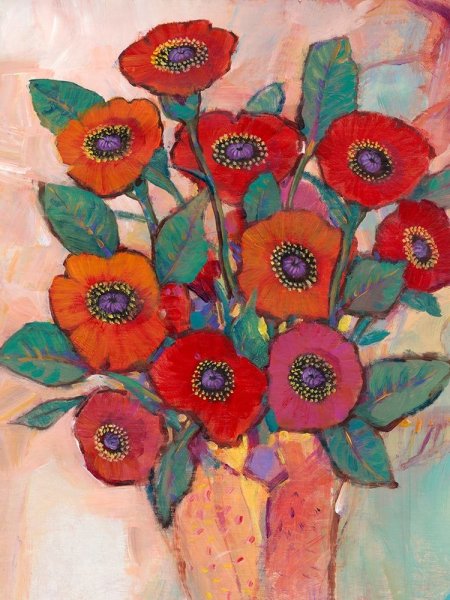 Poppies in a Vase II by Tim O'Toole - Hand-Painted Oil Painting Reproduction