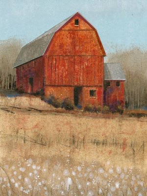 Red Barn View I Oil Painting by Tim O'Toole - Contemporary