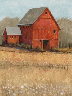 Red Barn View II by Tim O'Toole Oil Painting