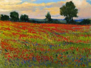 Red Field II Oil Painting by Tim O'Toole - Contemporary