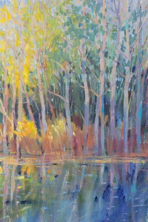 Reflected Trees I by Tim O'Toole Oil Painting