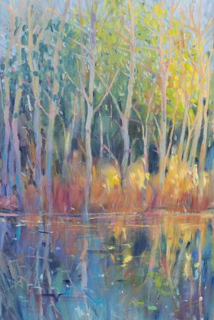 Reflected Trees II Oil painting by Tim O'Toole