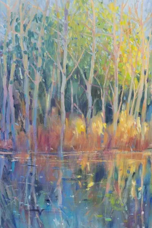 Reflected Trees II Oil Painting by Tim O'Toole - Contemporary