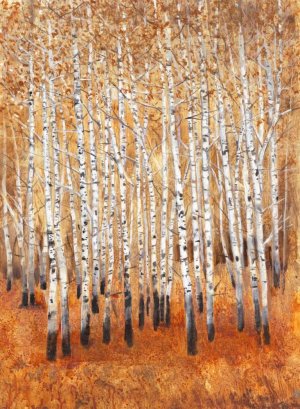 Sienna Birches II by Tim O'Toole Oil Painting