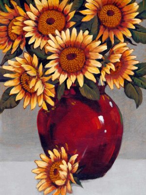 Vase of Sunflowers II by Tim O'Toole Oil Painting