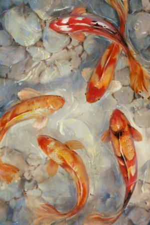 Vibrant Koi II by Tim O'Toole Oil Painting